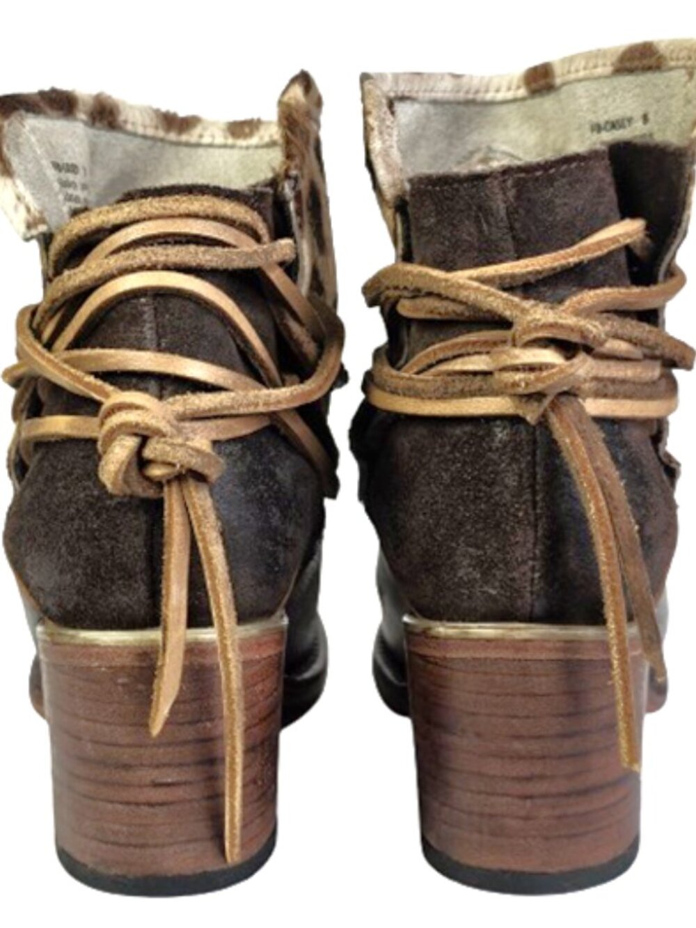 Freebird By Steven Casey US 8.5 Leather Haircalf Tassle Brown Ankle Boots - Picture 2 of 10
